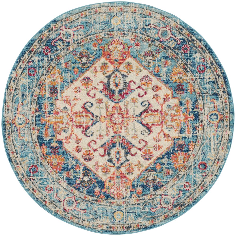 Nourison PSN23 Passion 4 Ft. x 4 Ft. Area Rug in Ivory/Light Blue