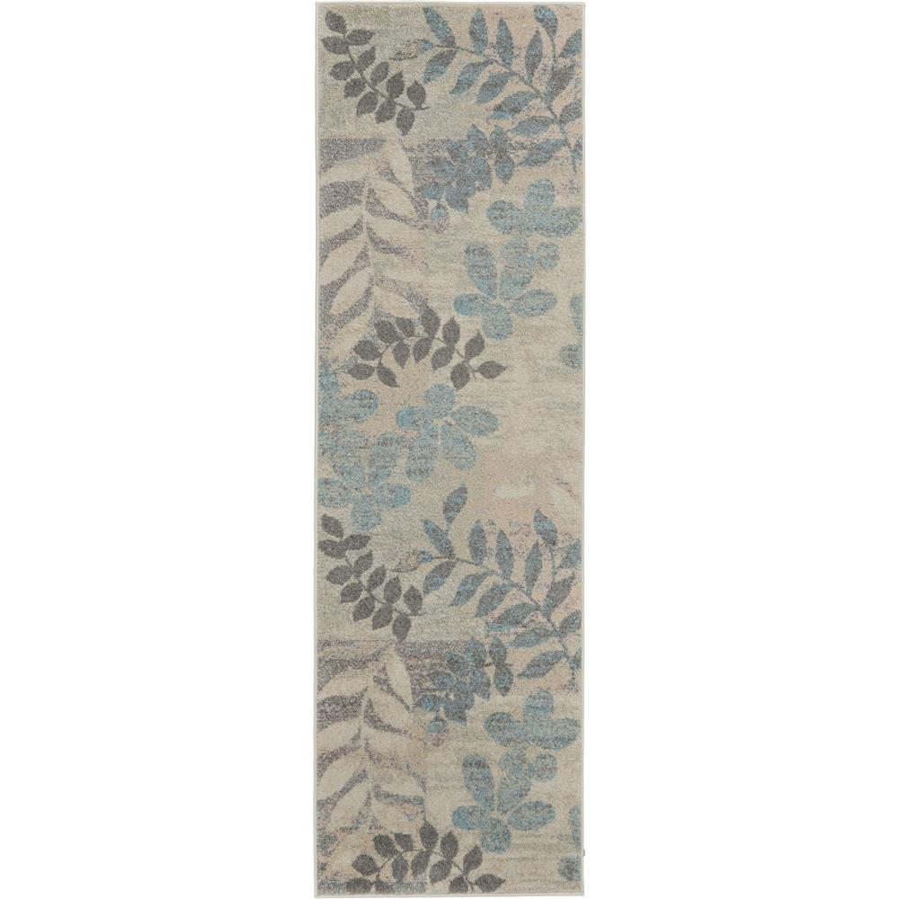 Nourison TRA01 Tranquil 2 Ft.3 In. x 7 Ft.3 In. Indoor/Outdoor Runner Rug in  Ivory/Light Blue