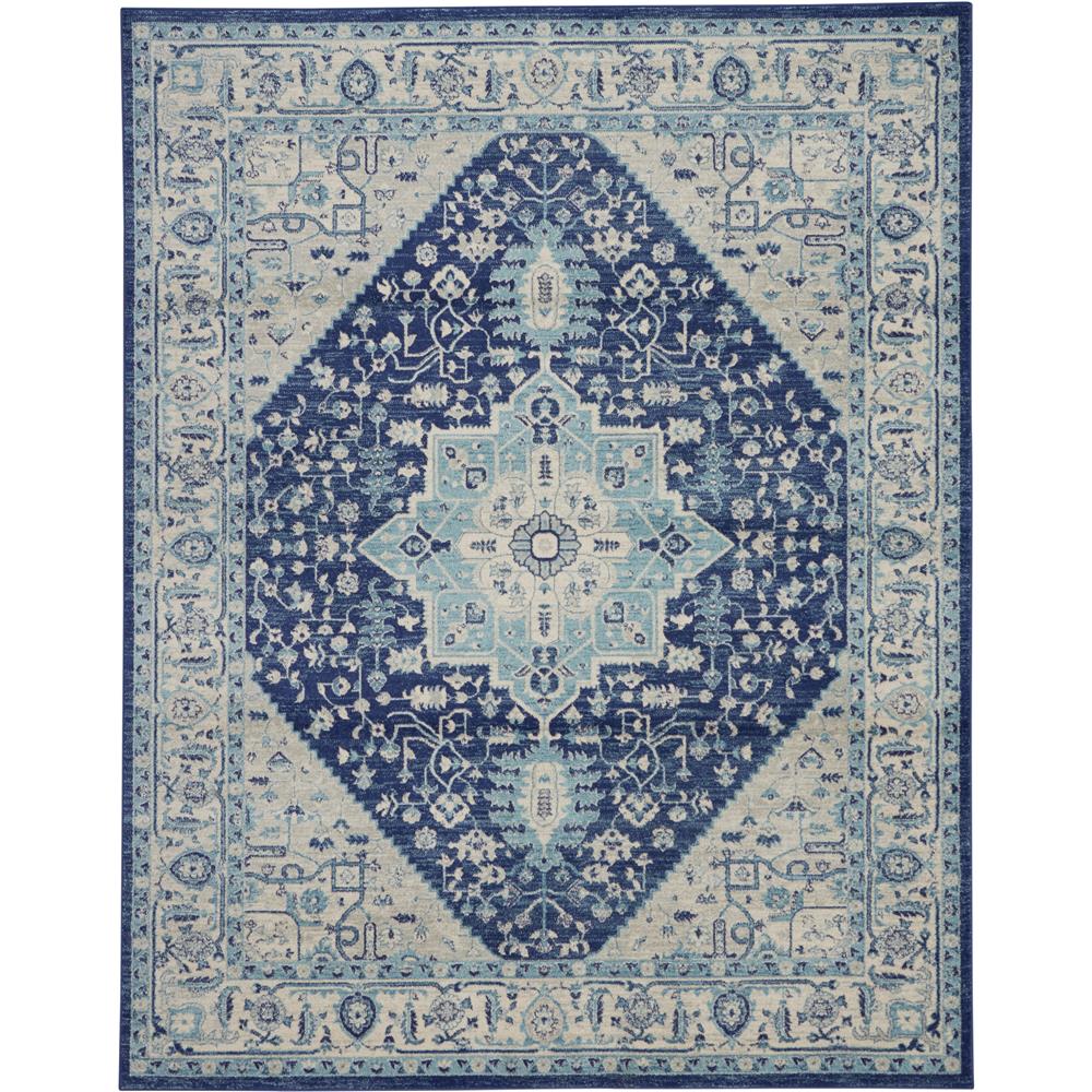 Nourison TRA06 Tranquil 8 Ft.10 In. x 11 Ft.10 In. Indoor/Outdoor Rectangle Rug in  Ivory/Navy