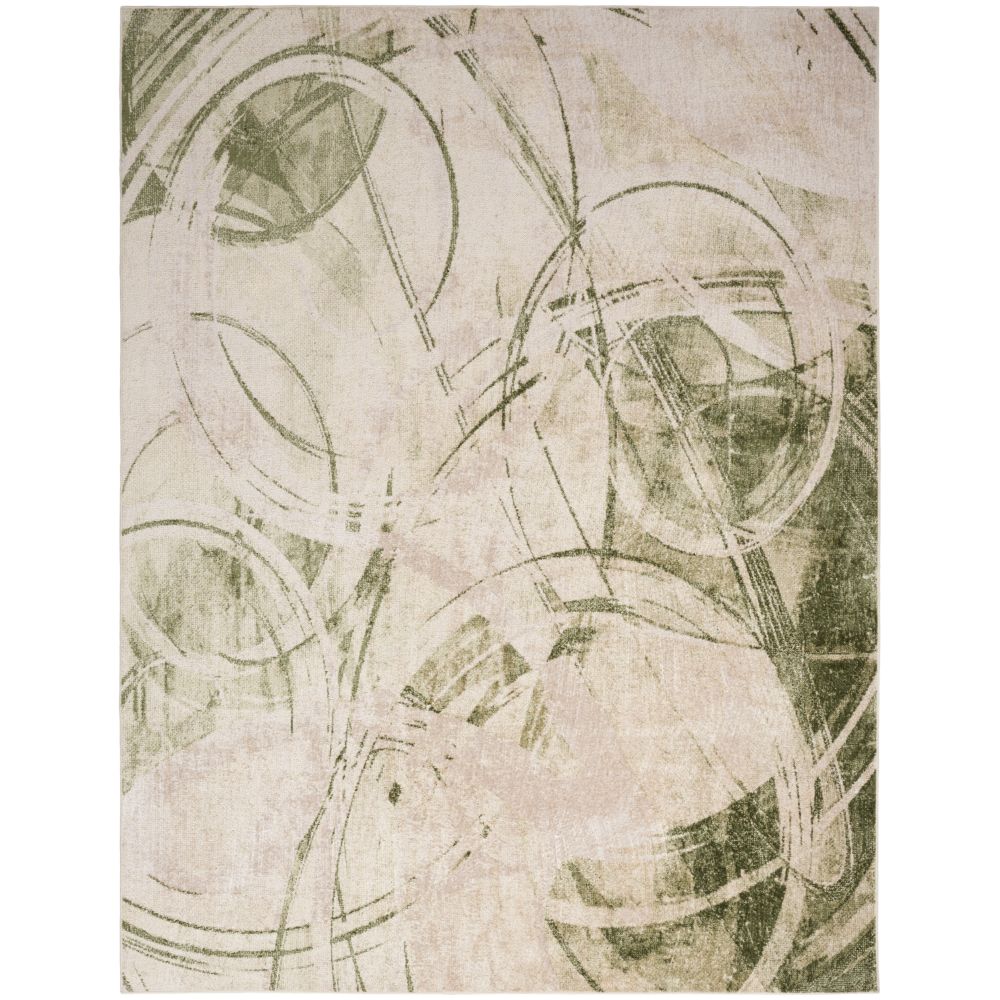 Nourison ASW14 Beige Green Astra Machine Washable Area Rug 6 ft. 7 in. X 9 ft.