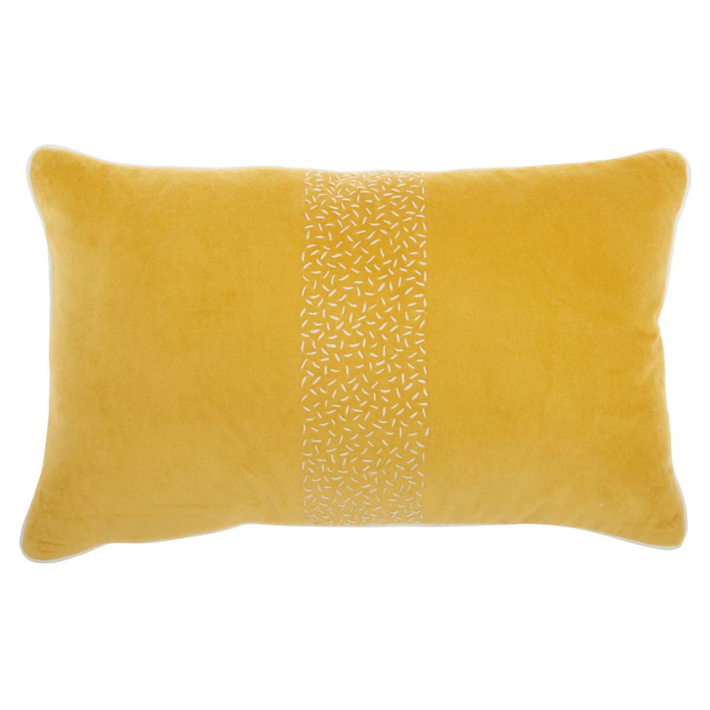 Nourison AZ466 Mina Victory Life Styles Hand Stitched Stripe Yello Throw Pillow in Yellow