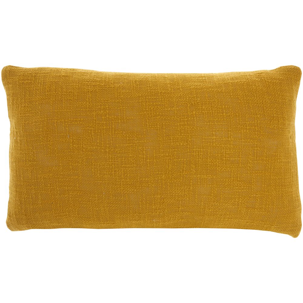 Nourison SH040 Mina Victory Life Styles Tufted Welcome Mustard Throw Pillow in Mustard