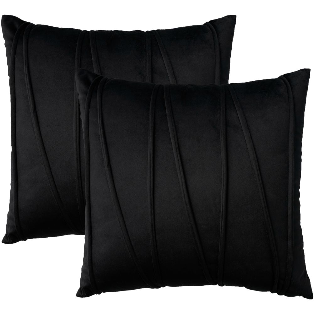 Nourison L2270 SOFIA Velvet Lines Black Throw Pillows