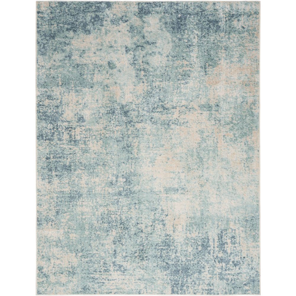 Nourison ASW07 Astra Machine Washable Area Rug in Blue Ivory, 9