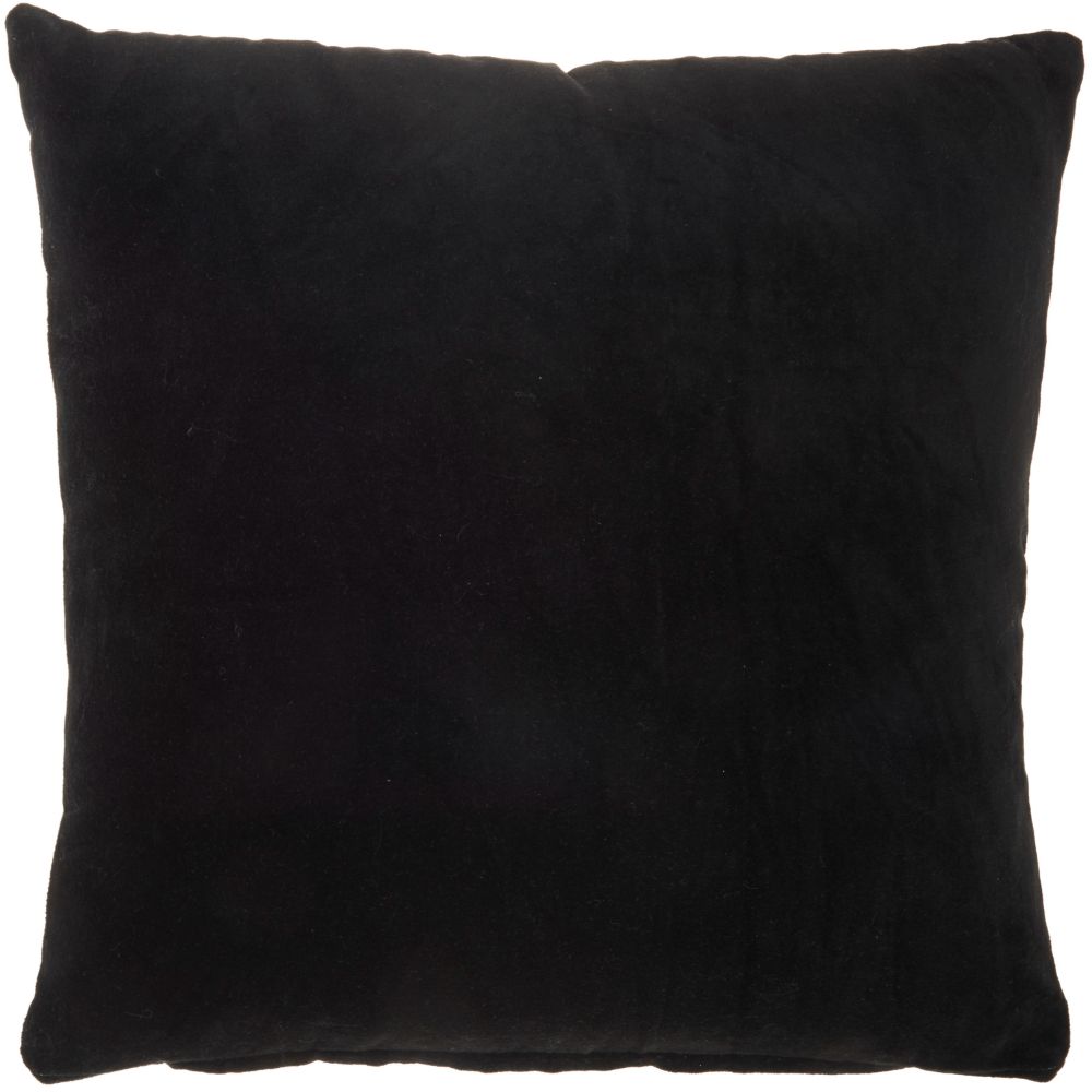 Nourison SS900 Mina Victory Life Styles Solid Velvet Black Throw Pillow in Black