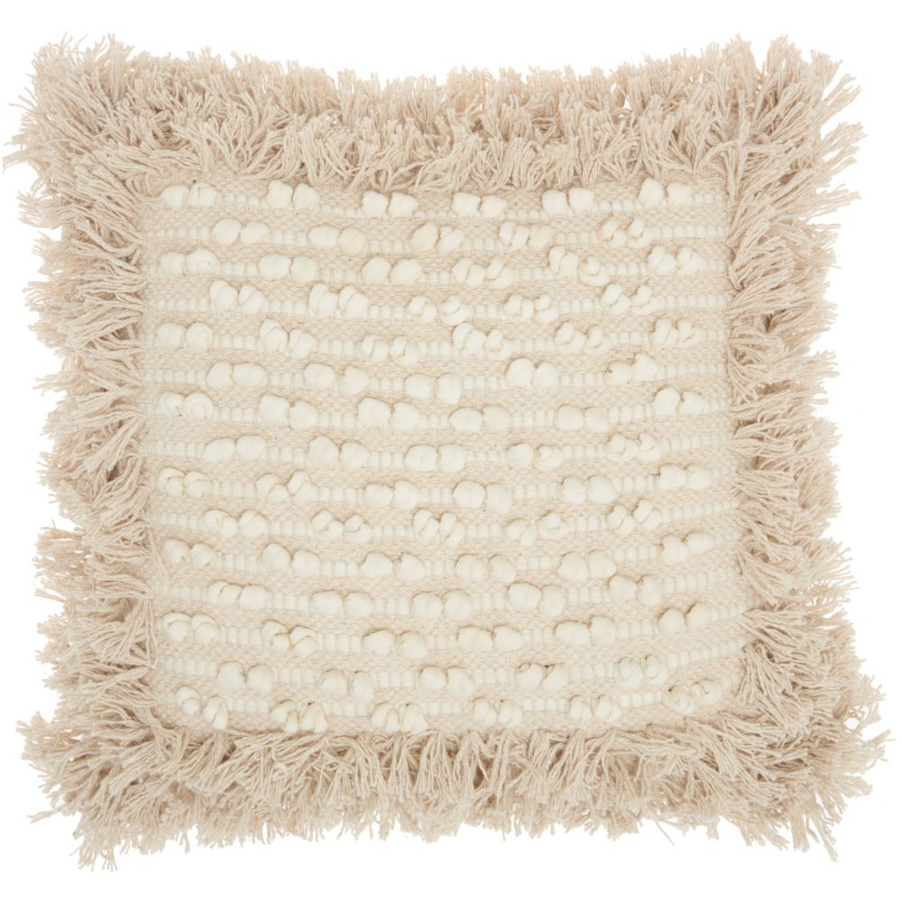 Nourison DL026 Mina Victory Life Styles Loop Stripe Center Natural Throw Pillow in Natural