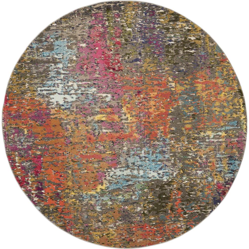 Nourison CES14 Celestial 5 Ft.3 In. x ROUND Indoor/Outdoor Round Rug in  Sunset
