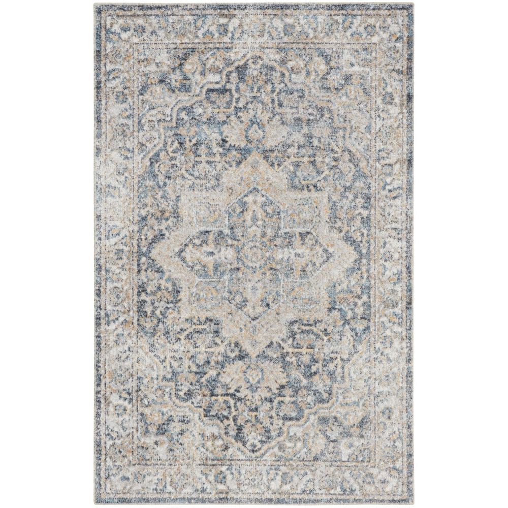 Nourison ASW12 Astra Machine Washable Area Rug in Grey / Blue, 3
