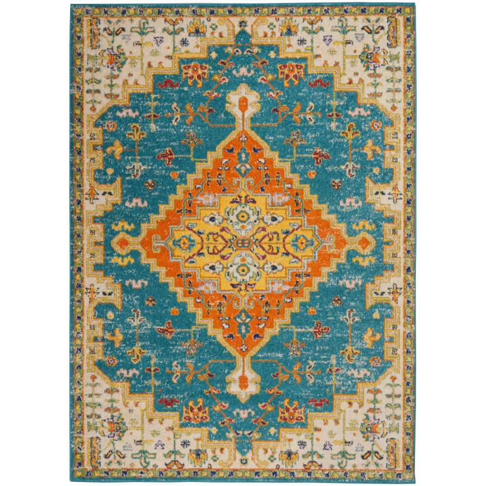 Nourison ALR01 Allure 4 Ft. x 6 Ft. Area Rug in Turquoise Ivory