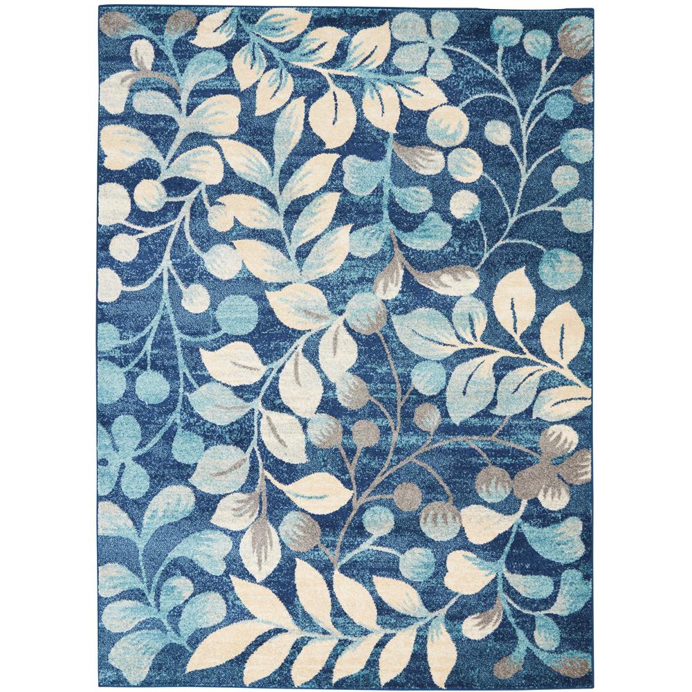 Nourison TRA03 Tranquil 5 Ft.3 In. x 7 Ft.3 In. Indoor/Outdoor Rectangle Rug in  Navy
