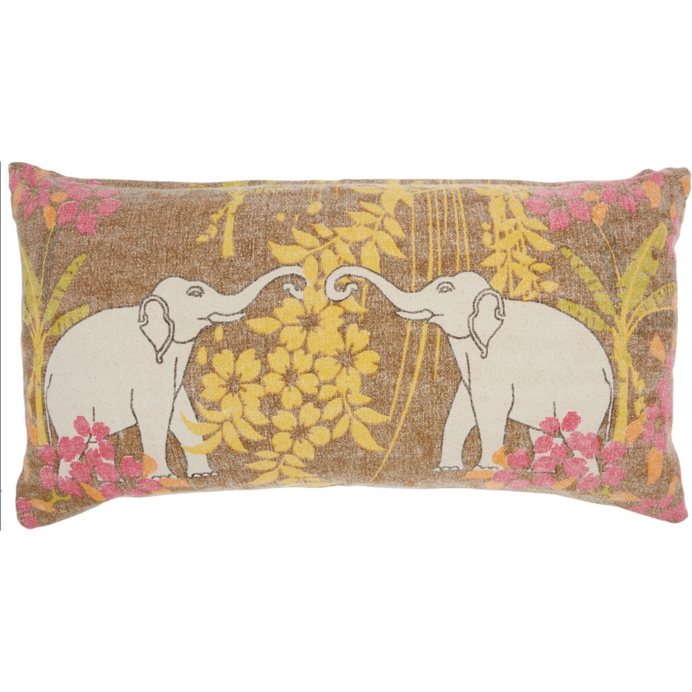 Nourison GT651 Mina Victory Life Styles Lucky Elephants Multicolor Throw Pillow in Multicolor