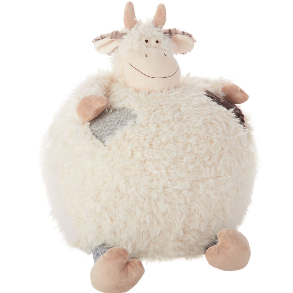 Nourison N1042 Mina Victory Plushlines Ivory Cow Plush Animal Pillow Toy in IVORY