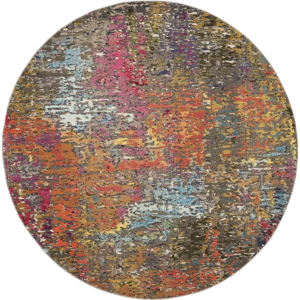 Nourison CES14 Celestial 7 Ft.10 In. x ROUND Indoor/Outdoor Round Rug in  Sunset