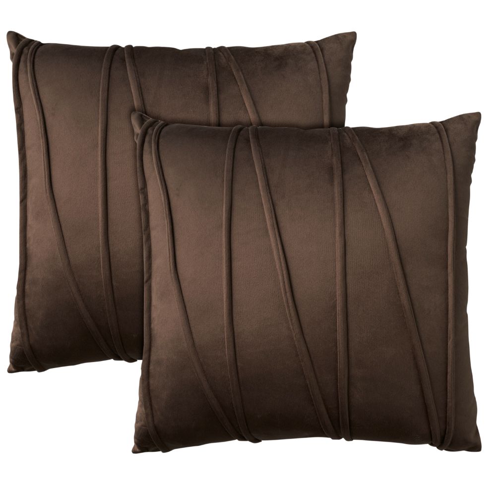 Nourison L2270 SOFIA Velvet Lines Brown Throw Pillows