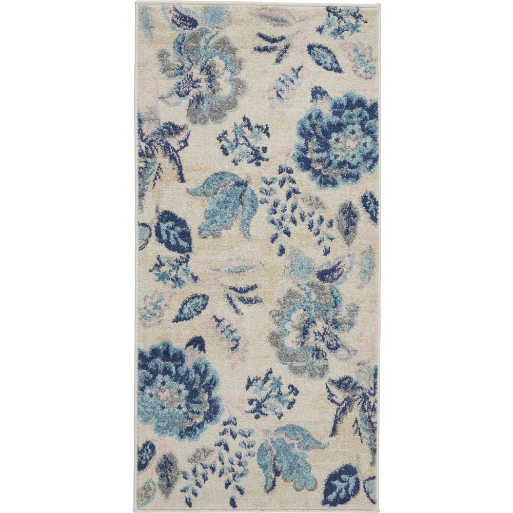 Nourison TRA02 Tranquil 2 Ft. x 4 Ft. Indoor/Outdoor Rectangle Rug in  Ivory/Light Blue