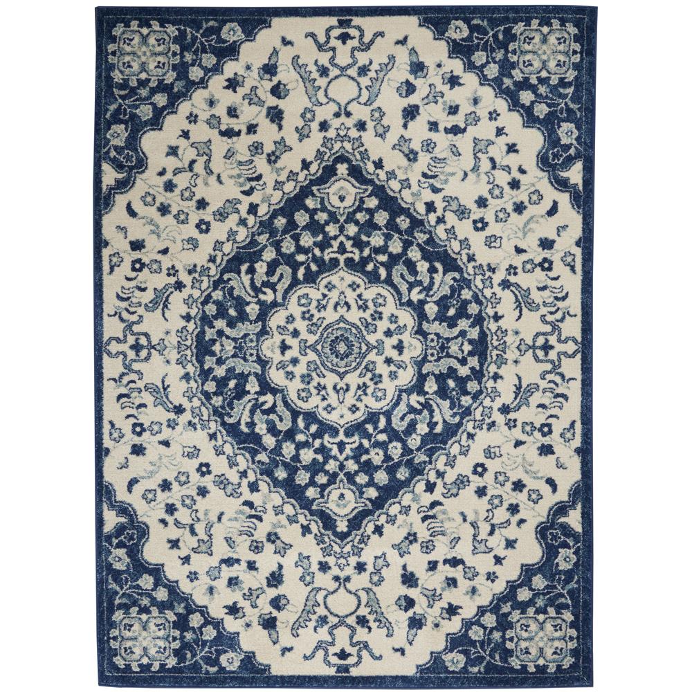 Nourison PSN30 Passion 3 Ft.9 In. x 5 Ft.9 In. Indoor/Outdoor Rectangle Rug in  Ivory Blue