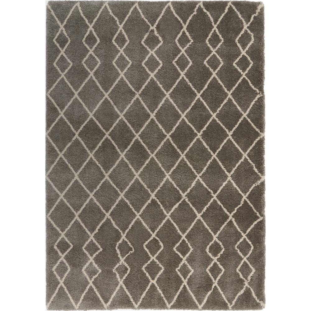 Nourison GOS01 Geometric Shag 5 Ft.3 In. x 7 Ft.3 In. Indoor/Outdoor Rectangle Rug in  Silver
