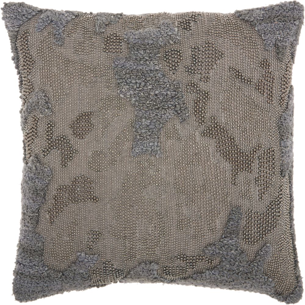 Nourison E1199 Mina Victory Distressed Texture Charcoal Throw Pillow in Charcoal