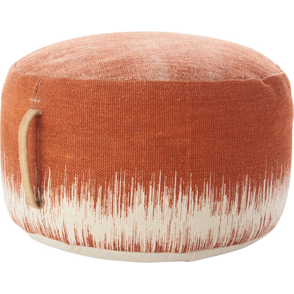Nourison AS263 Mina Victory Life Styles Stonewash Drum Clay Pouf in Clay