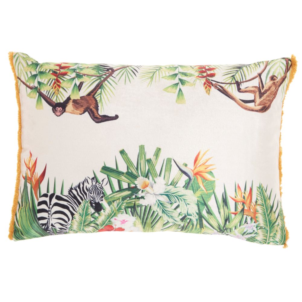 Nourison AC230 Mina Victory Life Styles Velvet Jungle Multicolor Throw Pillow in Multicolor