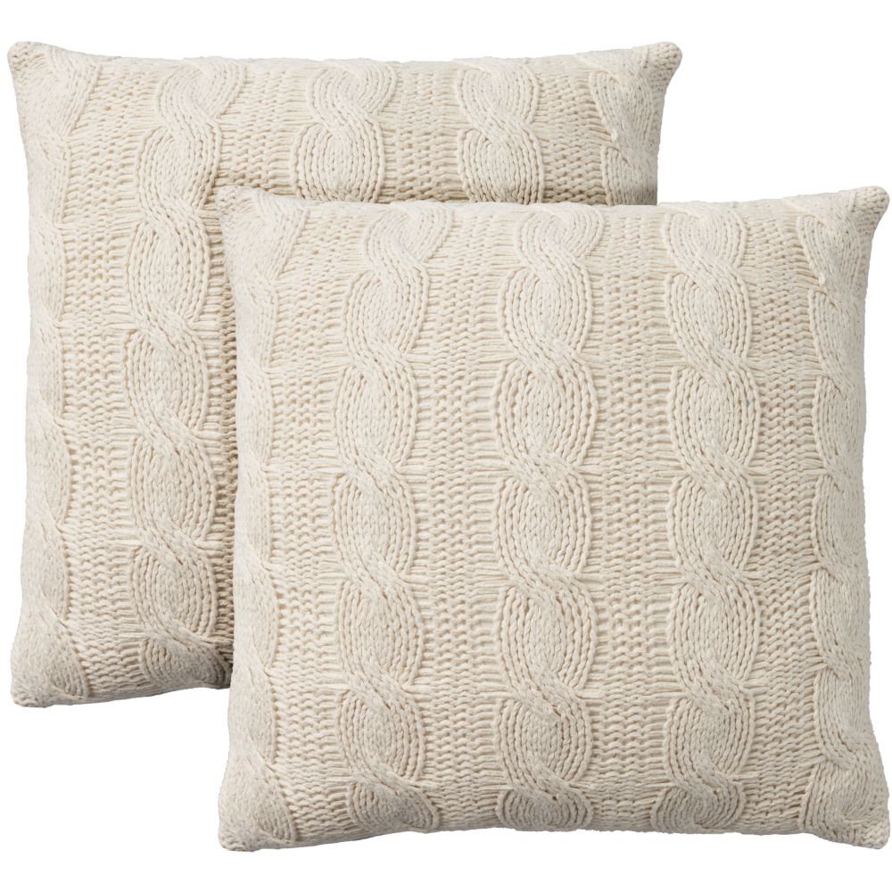 Nourison RC586 Mina Victory Life Styles Cotton Knitted 2Pack White Throw Pillows