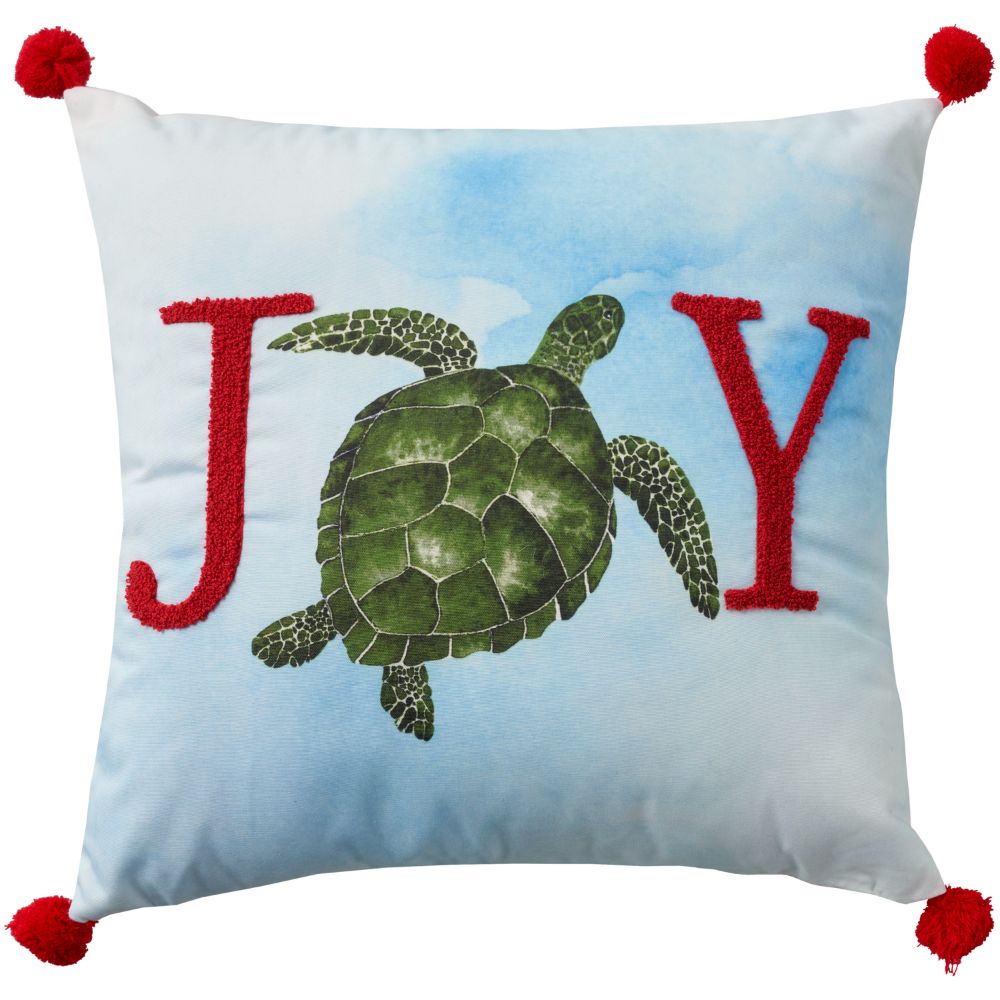 Nourison L0463 Mina Victory Holiday Pillows Joy Sea Turtle Multicolor Throw Pillows