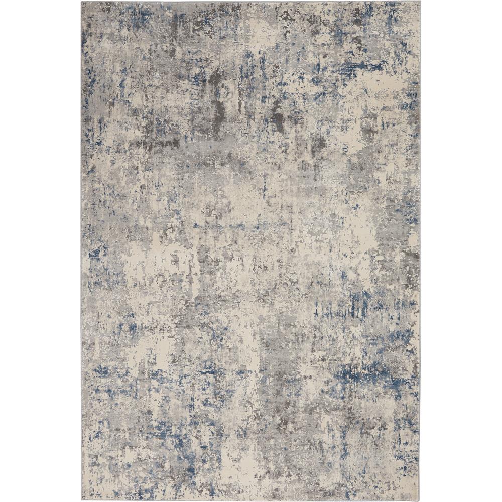 Nourison RUS07 Rustic Textures 5 Ft.3 In. x 7 Ft.3 In. Indoor/Outdoor Rectangle Rug in  Ivory/Grey-blue