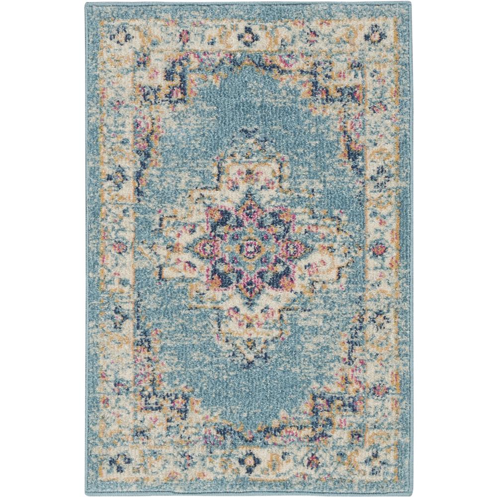 Nourison PSN03 Passion 1 Ft.10 In. x 2 Ft.10 In. Indoor/Outdoor Rectangle Rug in  Light Blue