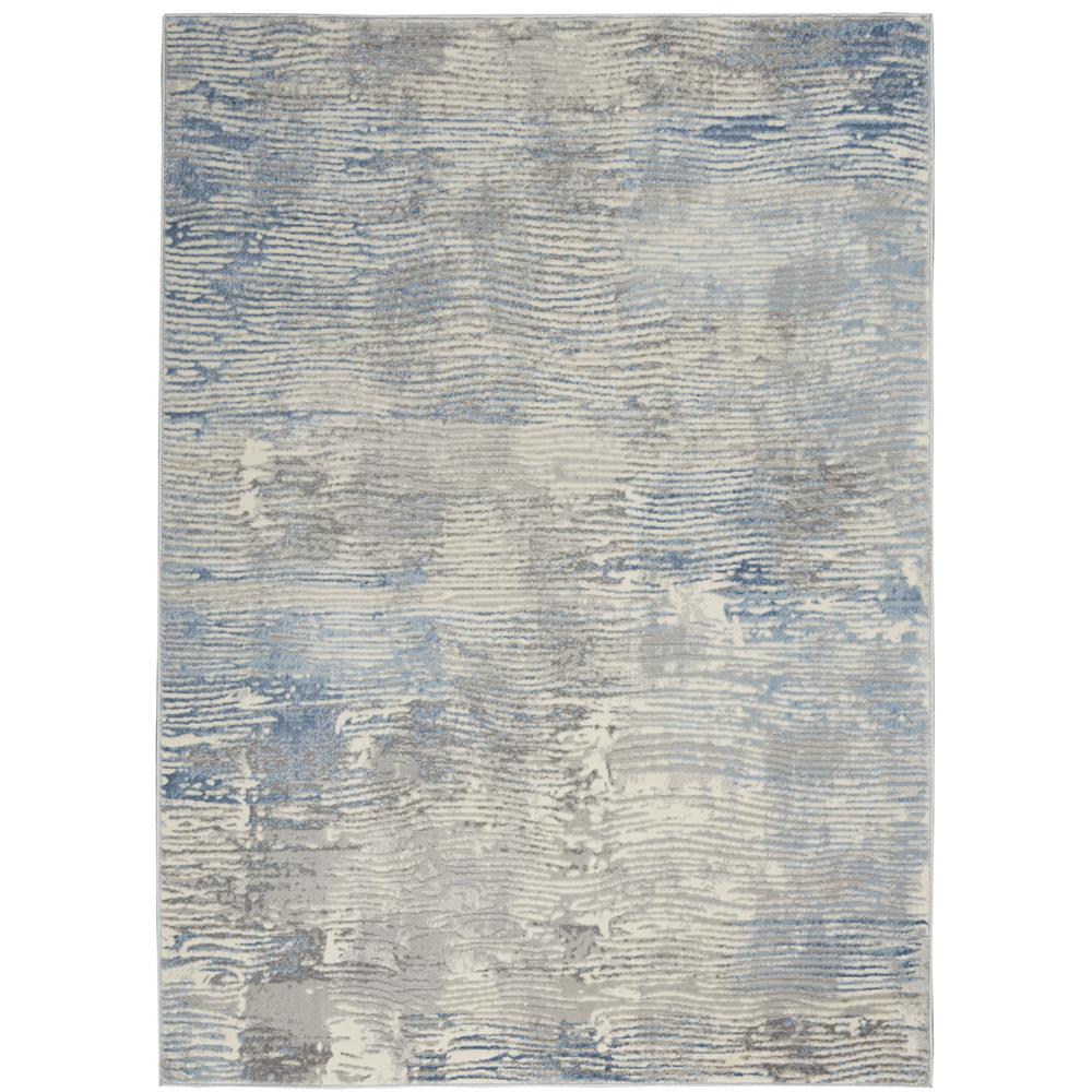 Nourison SLA01 Solace 5 Ft.3 In. x 7 Ft.3 In. Indoor/Outdoor Rectangle Rug in  Ivory/Grey/Blue