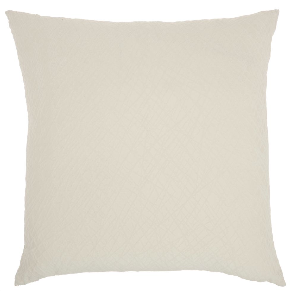 Nourison ET347 Mina Victory Life Styles Distress Criss Cross Ivory Throw Pillow in Ivory