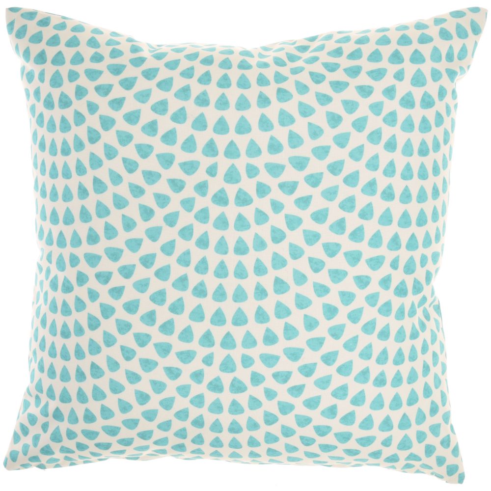 Nourison GT134 Mina Victory Reversible Indoor/Outdoor Coral/Dots Turquoise Throw Pillow in Turquoise