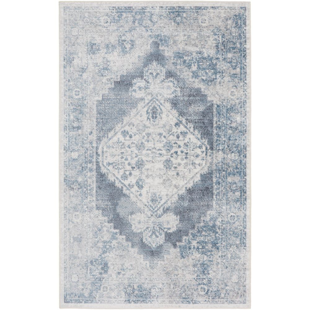 Nourison ASW11 Astra Machine Washable Area Rug in Blue / Ivory, 3
