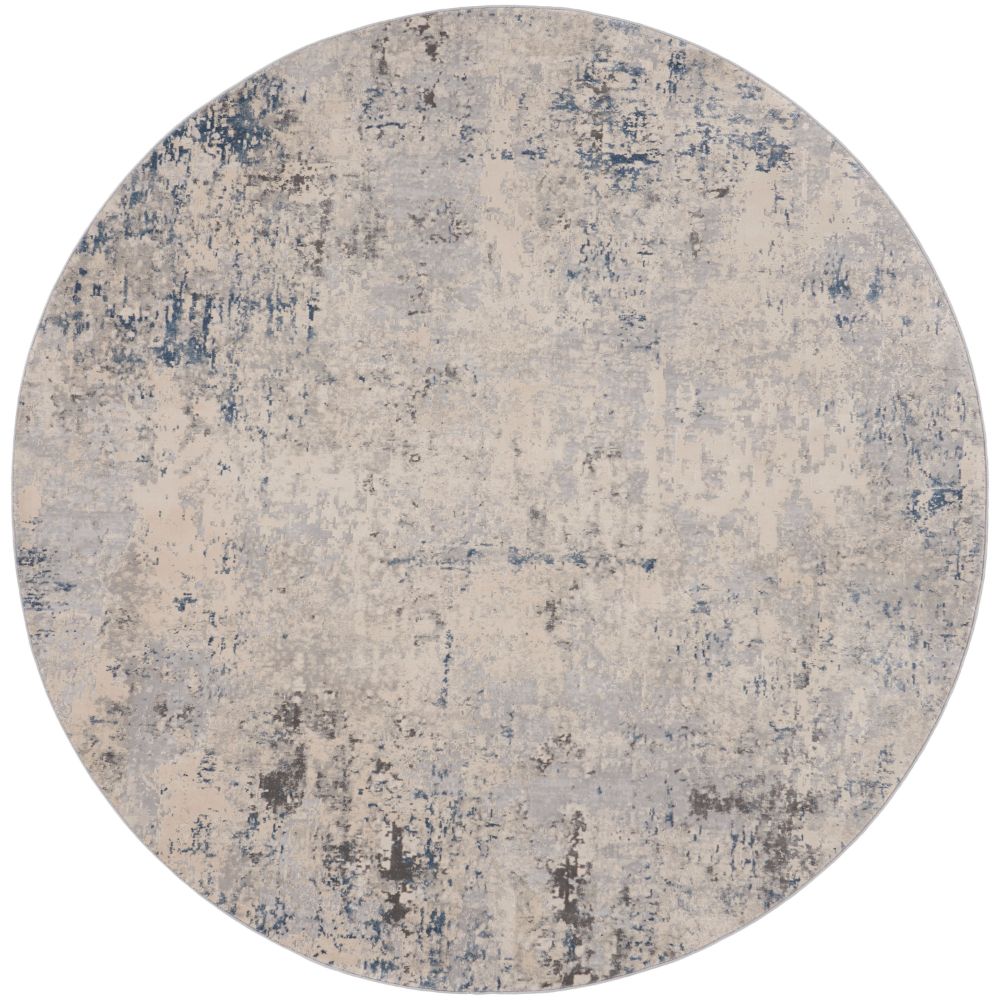 Nourison RUS07 Rustic Textures 7 Ft. 10 In. x 7 Ft. 10 In. Area Rug in Ivory Grey Blue