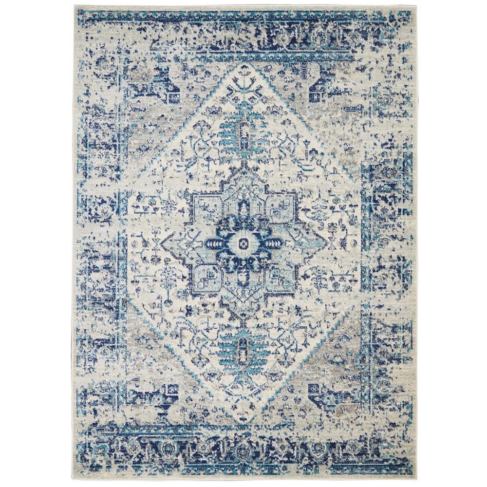 Nourison TRA06 Tranquil 4 Ft. x 6 Ft. Indoor/Outdoor Rectangle Rug in  Ivory/Light Blue