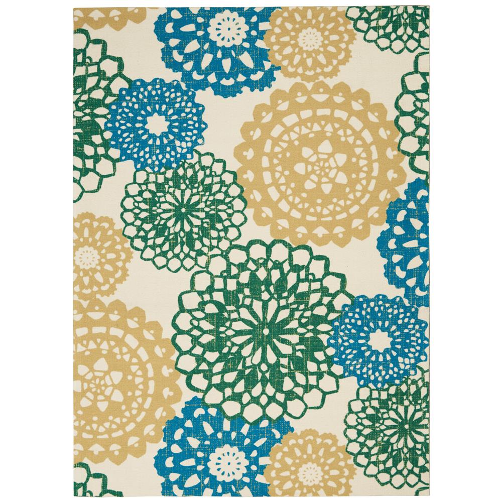 Nourison SND72 Sun N Ft. Shade 5 Ft.3 In. x 7 Ft.5 In. Indoor/Outdoor Rectangle Rug in  Ivory Gold