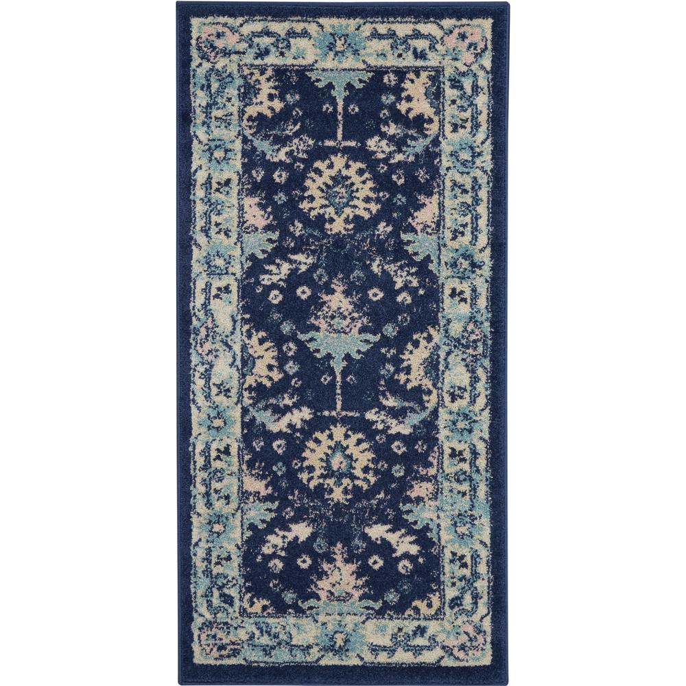 Nourison TRA10 Tranquil 2 Ft. x 4 Ft. Indoor/Outdoor Rectangle Rug in  Navy/Ivory