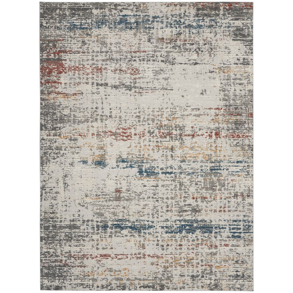 Nourison RUS14 Rustic Textures 7 Ft. 10 In. x 10 Ft. 6 In. Area Rug in Light Gray Multi