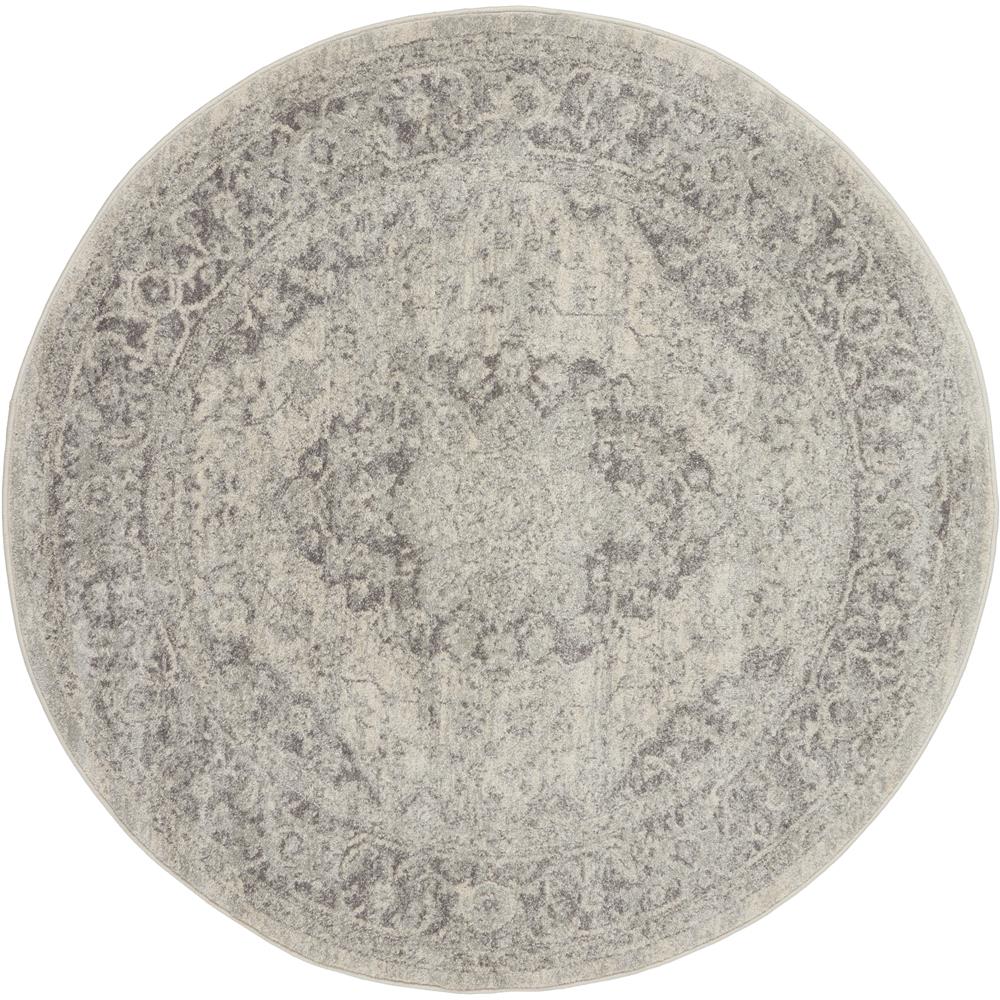 Nourison TRA05 Tranquil 5 Ft.3 In. x ROUND Indoor/Outdoor Round Rug in  Ivory/Grey