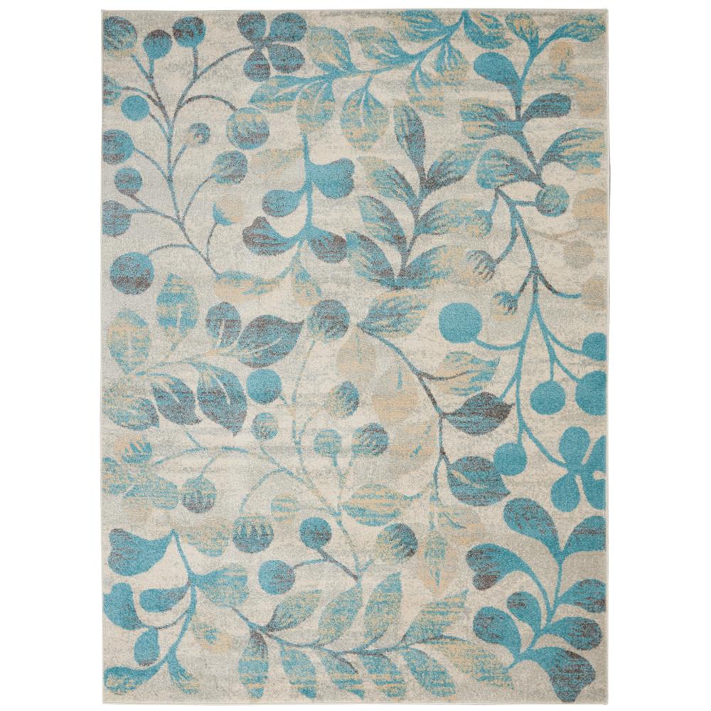 Nourison TRA03 Tranquil 4 Ft. x 6 Ft. Indoor/Outdoor Rectangle Rug in  Ivory/Turquoise