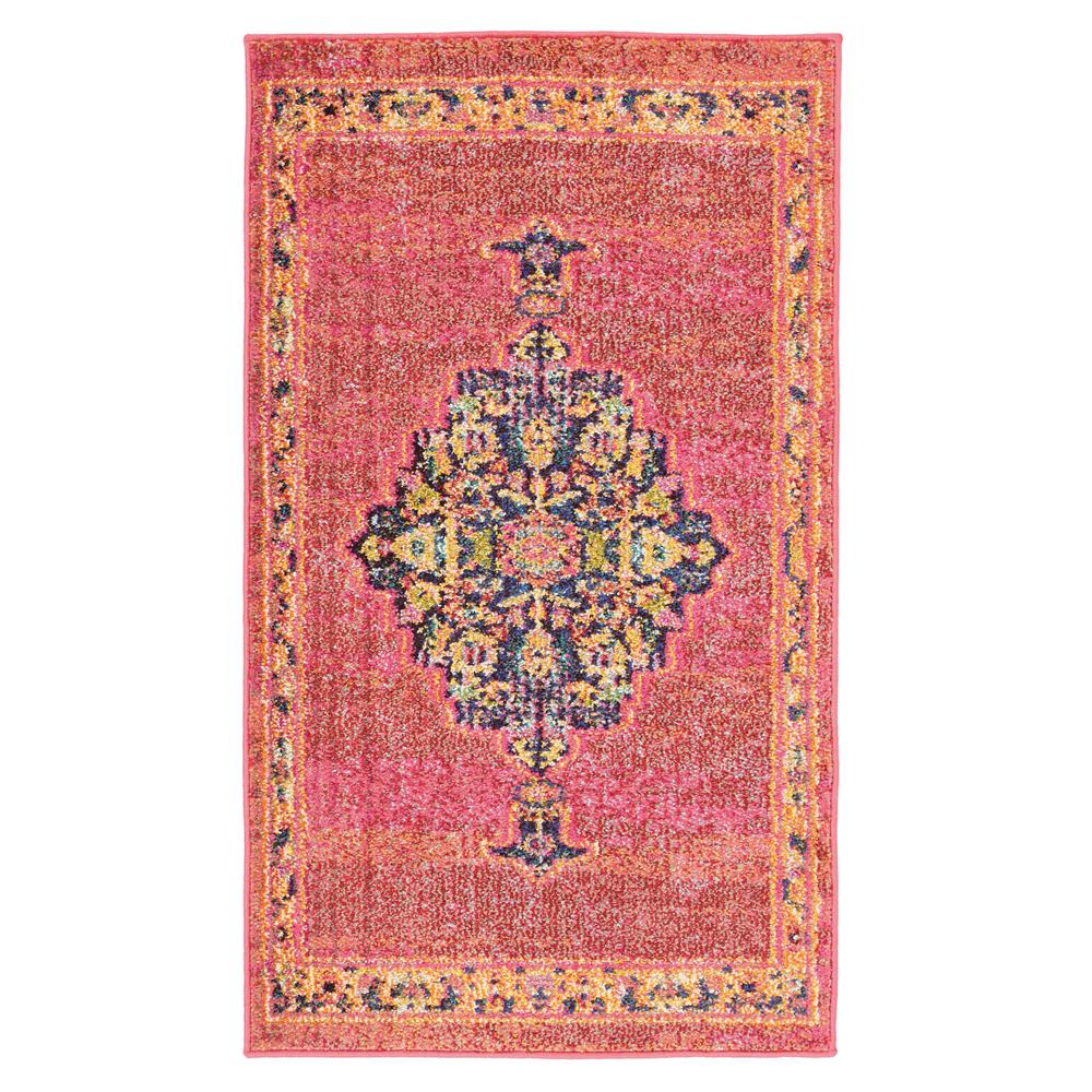 Nourison PST01 Passionate 2 Ft.2 In. x 3 Ft.9 In. Indoor/Outdoor Rectangle Rug in  Pink/Flame