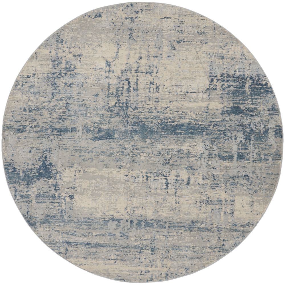 Nourison RUS10 Rustic Textures 7 Ft. 10 In. x 7 Ft. 10 In. Area Rug in Ivory Blue