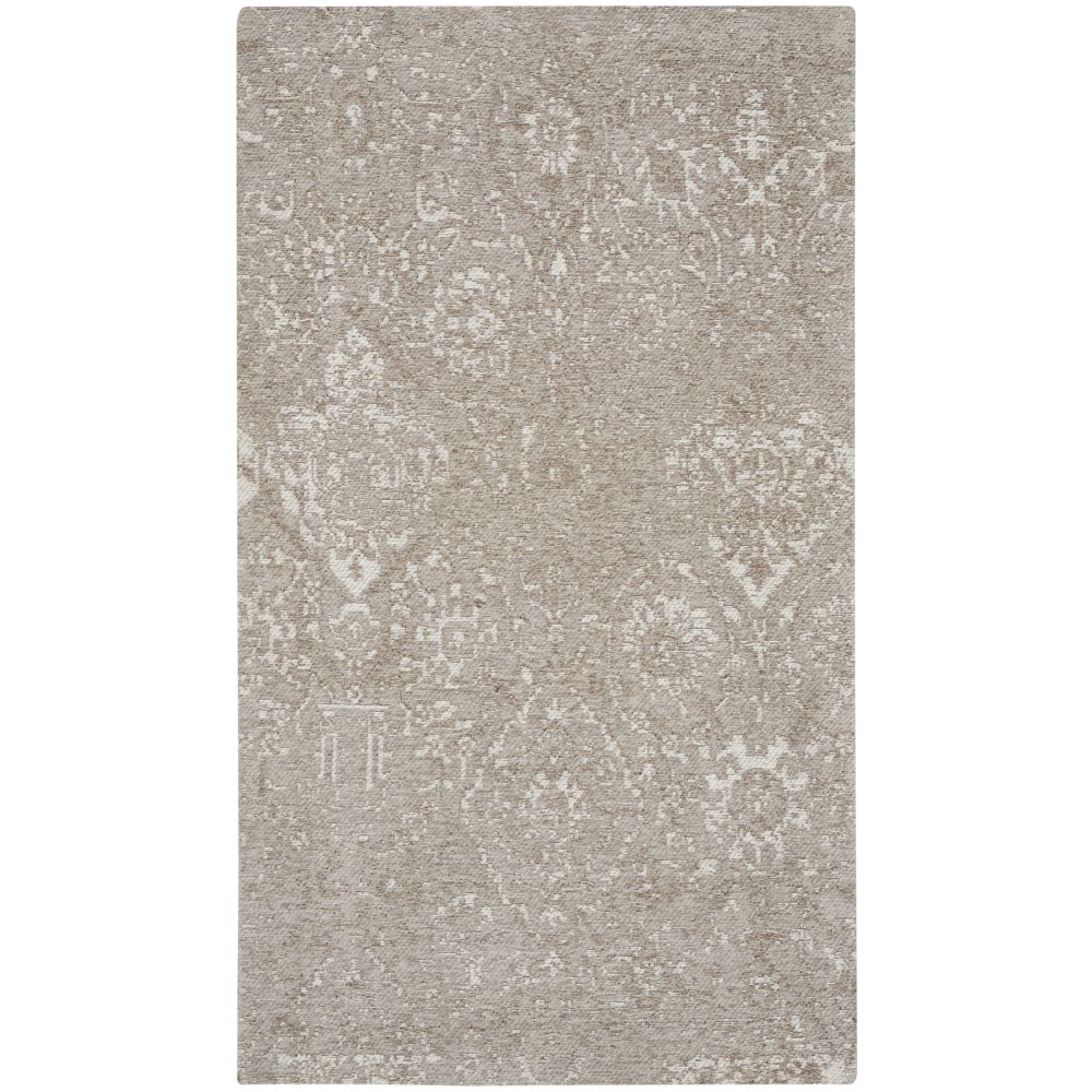 Nourison DAS06 Damask 2 Ft. 3 In. x 3 Ft. 9 In. Area Rug in Light Gray
