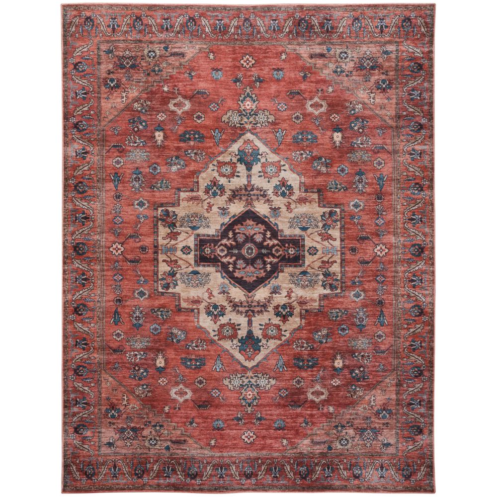 Nourison WSB03 Washable Brilliance 5 ft. 3 in. x 7 ft. 3 in. Rectangle Area Rug in Rust Multicolor