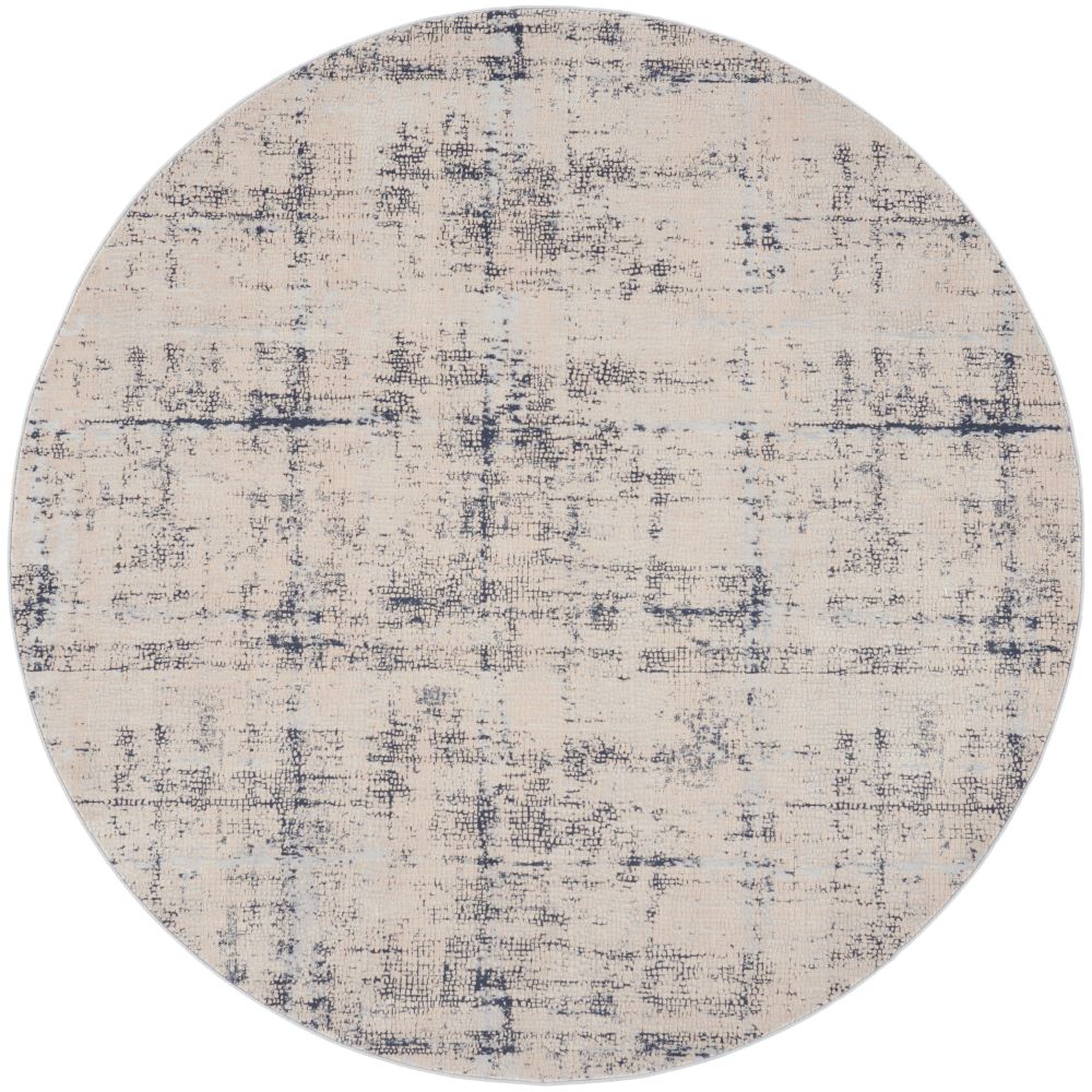 Nourison RUS06 Rustic Textures 7 Ft. 10 In. x 7 Ft. 10 In. Area Rug in Ivory/Blue