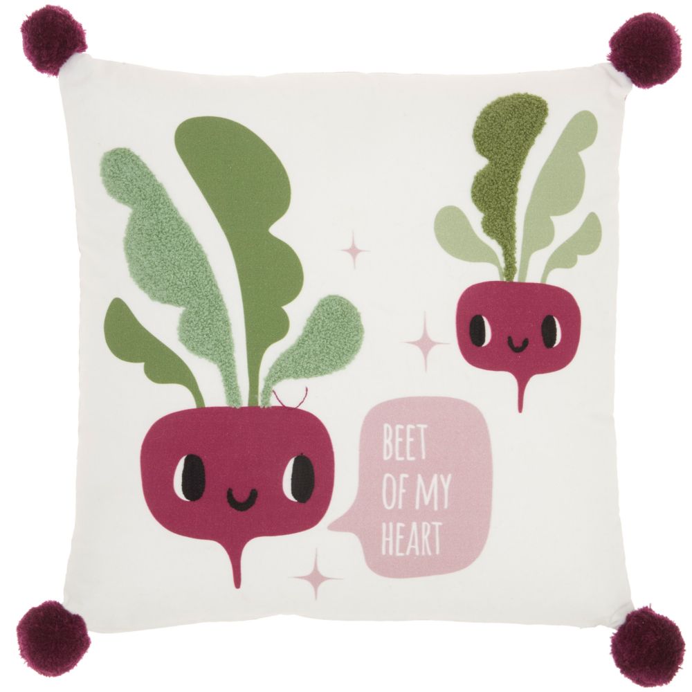 Nourison CR919 Mina Victory Plush Beet of my Heart Multicolor Throw Pillow in Multicolor
