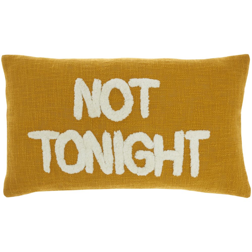 Nourison SH043 Mina Victory Life Styles Tonight/Not Tonight Mustard Throw Pillow in Mustard