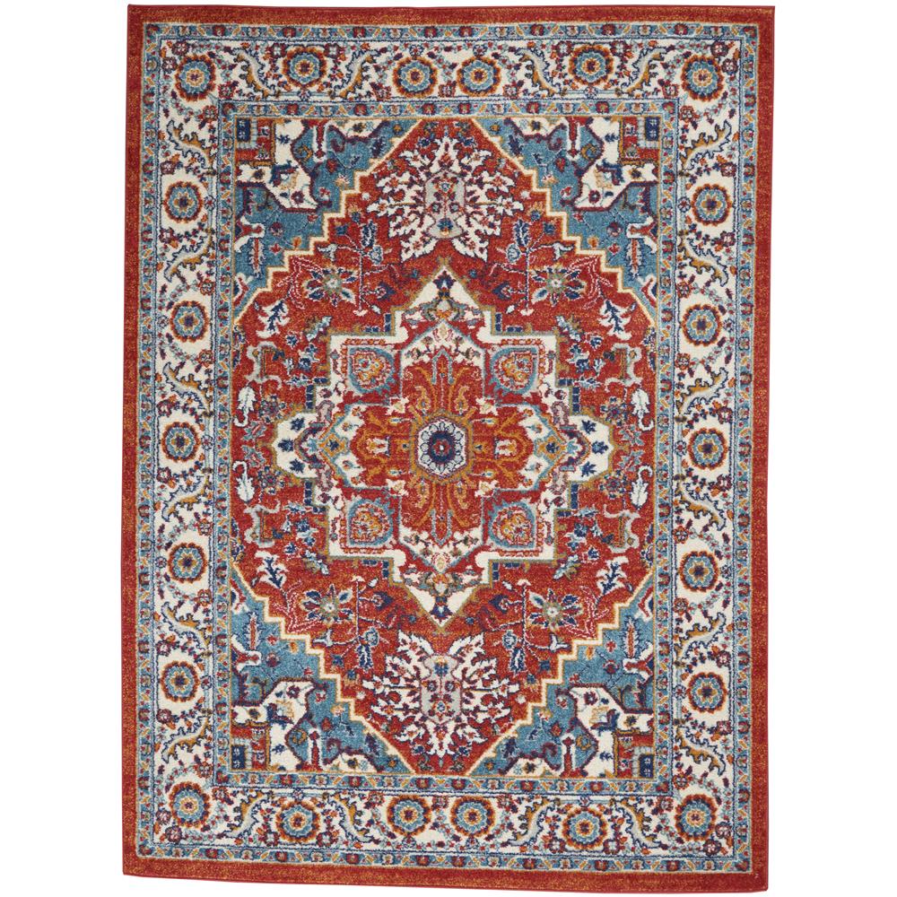 Nourison PSN33 Passion 3 Ft.9 In. x 5 Ft.9 In. Indoor/Outdoor Rectangle Rug in  Red Multi Colored