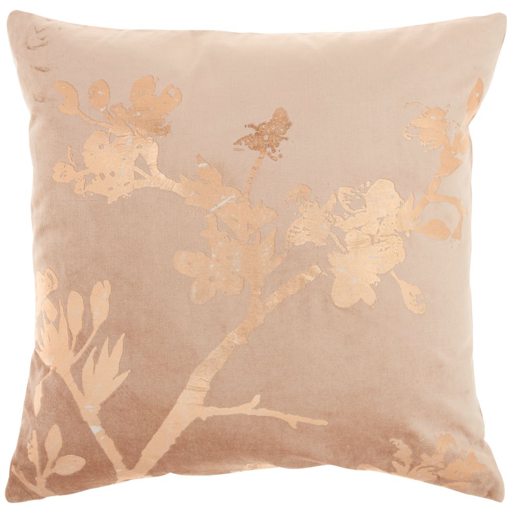 Nourison AC220 Mina Victory Luminecence Metallic Blossom Rose Gold Pillow in Rose Gold