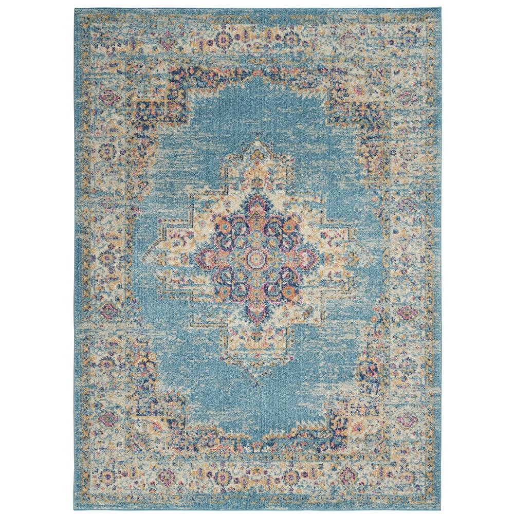 Nourison PSN03 Passion 3 Ft.9 In. x 5 Ft.9 In. Indoor/Outdoor Rectangle Rug in  Light Blue