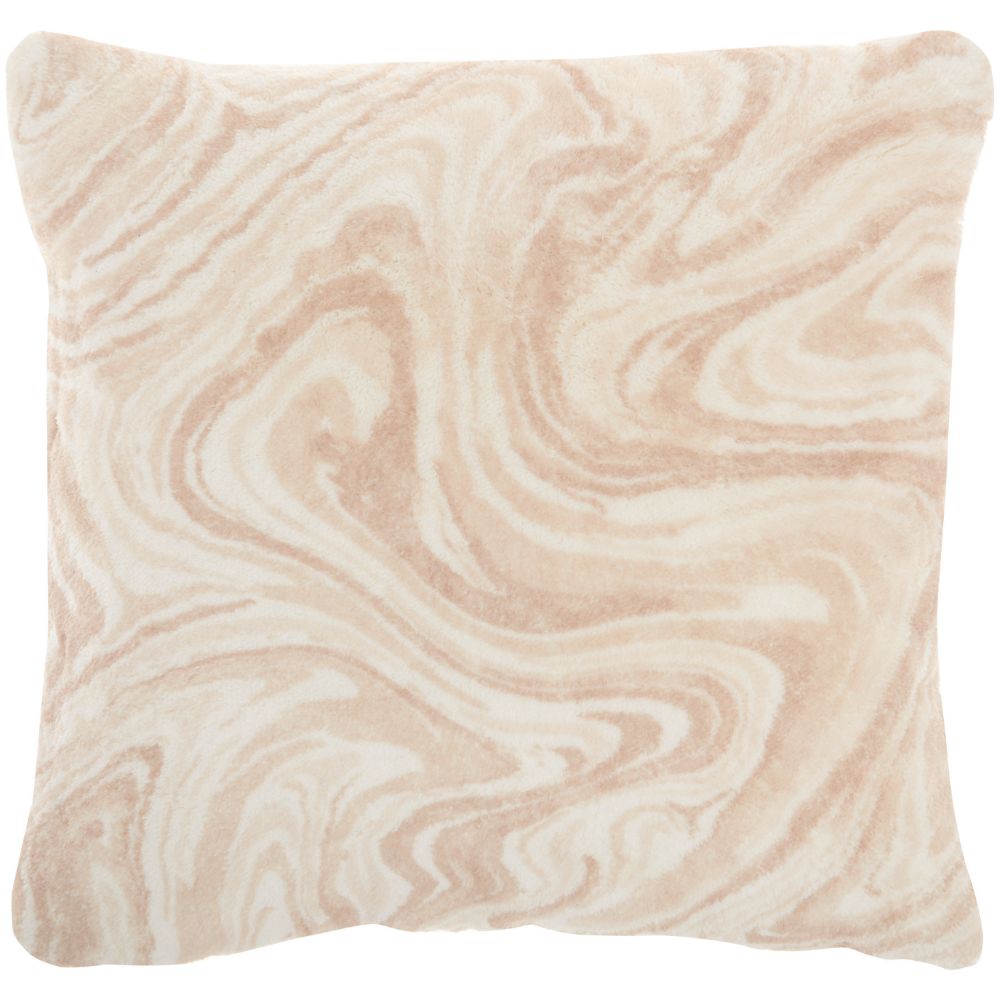 Nourison BJ400 Mina Victory Life Styles Plush Marble Beige Throw Pillow in Beige
